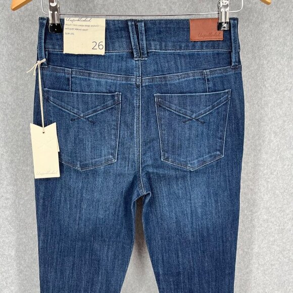 Anthropologie Unpublished Ella Sky High Rise Skinny Jeans Size 26 Dark Wash NEW - Picture 5 of 14